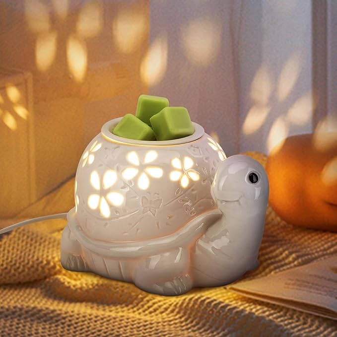 LESES Electric Wax Melt Warmer, Turtle Ceramic Wax Warmer Burner for Scented Cubes, Candle Wax Melter with 2 Light Bulbs Fragrance Oil Warmer for Home Bedroom Aromatherapy Gifts for Mom Grandma