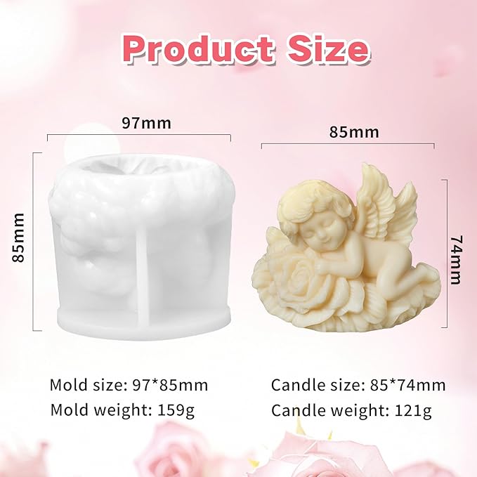 Rose Angel Candle Silicone Molds Resin Casting Mould for DIY Candle Making Polymer Clay Plaster