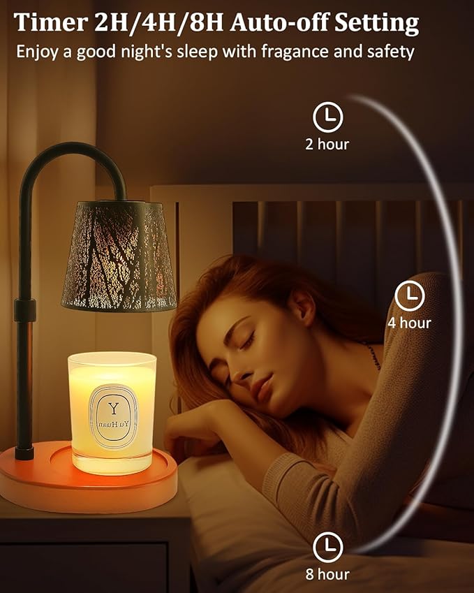 Black Candle Warmer Lamp with Timer Dimmer Adjustable Height for All Size Jar Candles, Birthday Gifts for Women Mom,Tree Candle Warmer for House Warming Gifts New Home Decor