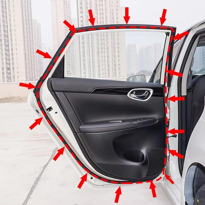 Automotive Door Weather Stripping for Honda Fit Sedan 2003-2008 OE:72350/72310/72850/72810-SEL-T01, Thickened Weather Stripping Rubber Seal Trim Soundproof Dustproof,Left Rear