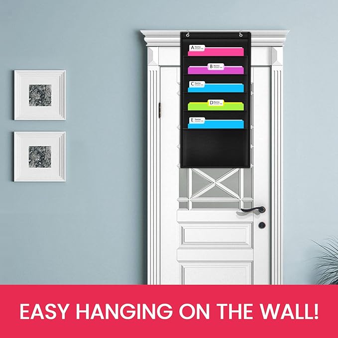 Godery Heavy Duty Storage Pocket Chart for Classroom and Office,Clear Storage Pocket Chart for Files Folder (5 POCKETS)