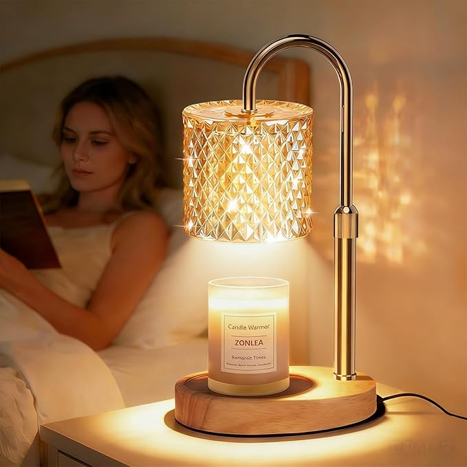 ZENLEA Candle Warmer Lamp with Timer, Candle Lamp with Dimmer, Wax Warmer Height Adjustable for Home Decor, Wax Melt Warmer for Scented Candles