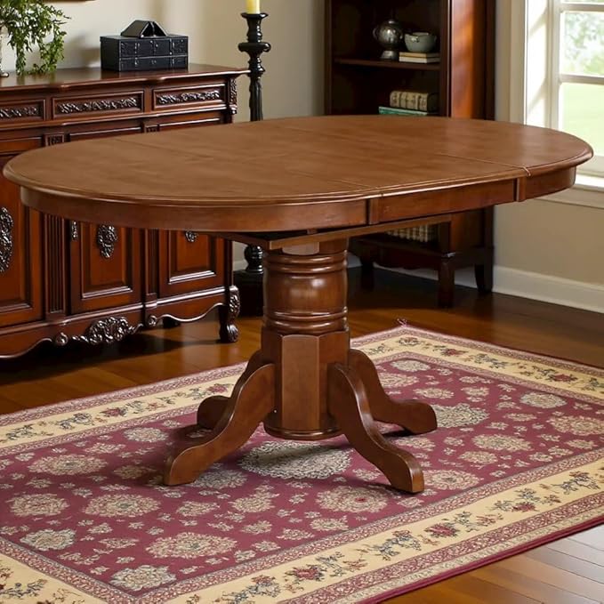 Furnifact Oval Dining Table – Solid Wood Expandable Table for 6 with Butterfly Leaf, Stylish Farmhouse Design, Durable and Elegant for Dining Room