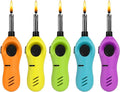 Navpeak Mini Handy Candle Lighter with Extended Wand, Safety Lock, Butane Gas Refillable, Lighters for Candle Kitchen Stove Outdoor BBQ Grill Fireplace, 5 Pack (Butane Included) (5 Pack lighters)