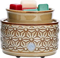 ASAWASA Ceramic Wax Melt Warmer - 3 in 1 Electric Wax Candle Burner Melter for Home Decor Gift (Brown Hexagon Pattern)