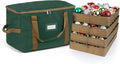 Covermates Keepsakes Adjustable Ornament Storage Bag – Heavy-Duty Polyester, Padded Dividers & FlexGrid Trays – Protective Holiday Ornament Organizer with Handles & Label Window, Green