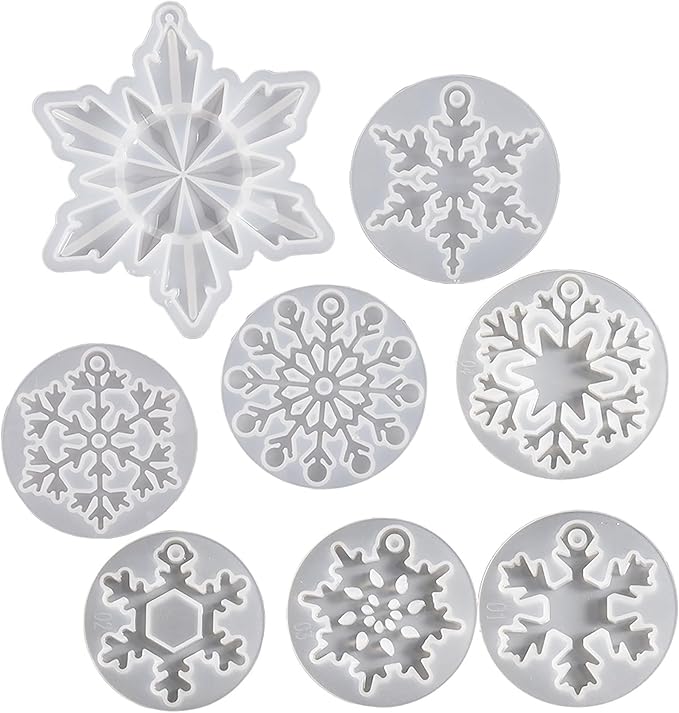 8 Pack Pendant Molds Snowflake Resin Mold - Resin Casting Silicone Molds for Home Decor & Candle Making Wave Spiral Mold