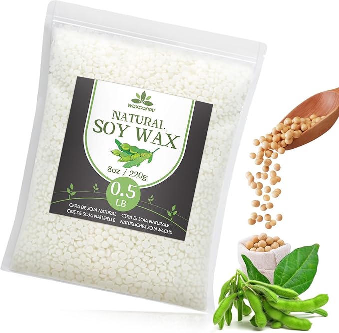 Soy Wax, Waxcanpy Natural Soy Wax for Candle Making, Organic Candle Wax from Farm, No Additives, Harmless and Pure (0.5lb)