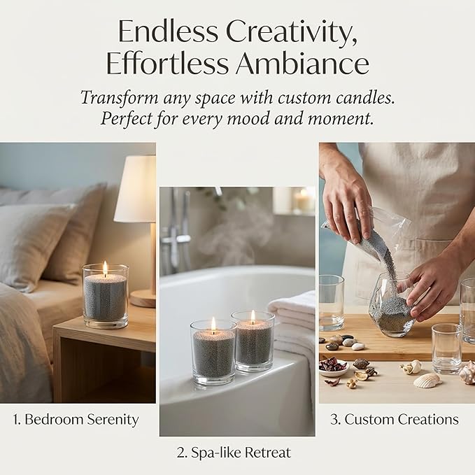Sukh Grey Candle Sand with Wick - 430G(0.94lb) Sand Candle with Wicks Refillable for Weddings, Dating, Halloween, Christmas