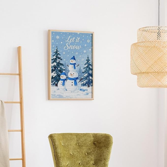 AIVKIEJK Diamond Painting Kits for Adults - Merry Christmas Snowman Winter Painting DIY 5D Full Drill Diamond Dots Paintings with Diamonds Gem Art and Crafts Home Decor 8"x12"
