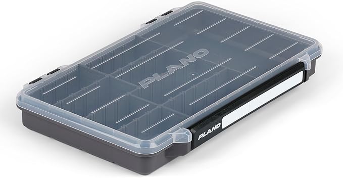 Plano StowAway 3700 50/50 Split Stow Tackle Box, with Corrosion-Preventive Rustricor, Single Latch Design, Transparent DuraView Lid, Stackable Storage for Fishing Bait, Lures and Gear