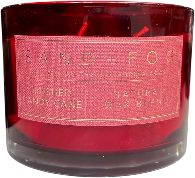 Sand + Paw Scented Candle - Crushed Candy Cane – Additional Scents and Sizes – 100% Cotton Lead-Free Wick - Luxury Air Freshening Jar Candles - Perfect Home Decor – 12oz