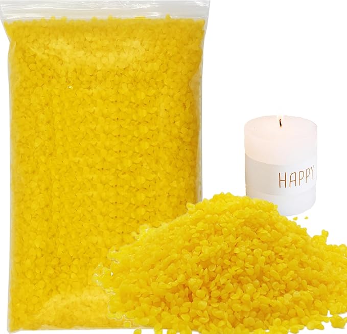 AHSNYLC Yellow Beeswax Pellets - Pure Beeswax Pastilles,Beeswax Beads Bulk,Beeswax Candle Making,Wax Pellets,Beeswax Wax Beads,Wax Bulk for DIY Making Candles,Skin Care,Soap Making Supplies (Yellow)