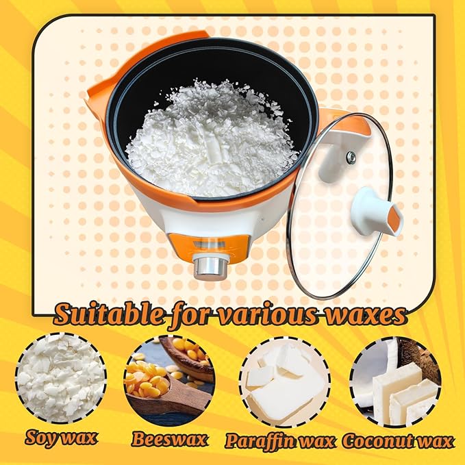 Candle Wax Melter Pot with LED Display & Precise Temperature Control, Electric Wax Melter for Candle Making with Spout for Easy Pouring, Fast Even Melting for Soy, Beeswax, Gel Wax & DIY Crafts