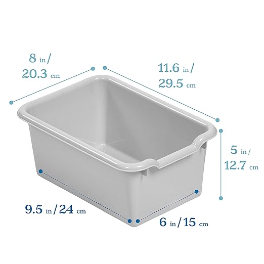 ECR4Kids 10 Cubby Tray Cabinet with Scoop Front Storage Bins, 5x2, Natural, Classroom Furniture, Light Grey
