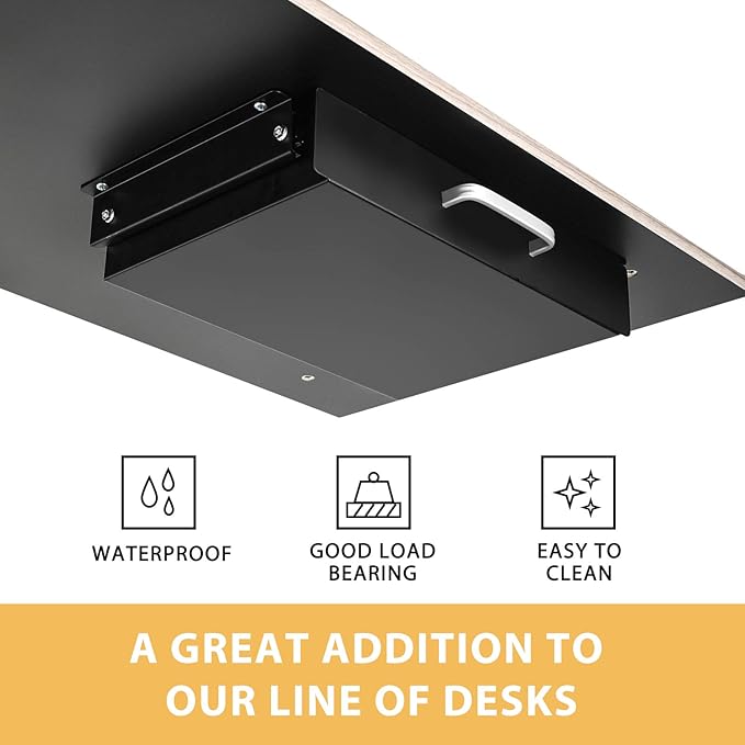 Gome Under Desk Pull-Out Drawer - Storage Organizer Office Mounted, Easy Slide-Out Pencil Drawer for Saving Space, Under Flat-Top Desk Storage Ideal for Sit-Stand Workstation