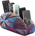 Remote Control Holder PU Leather TV Remote Caddy for Table 5 Compartments Nightstand Organizer for Bedroom Accessories/Bedside Remotes/Media Controllers/Office Supplies Decorations for Living Room