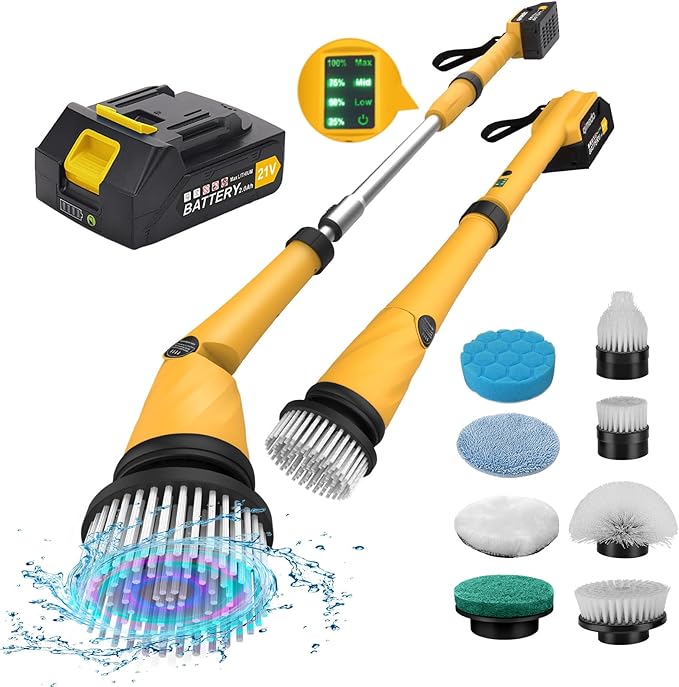 qimedo Battery Electric Tile Floor Scrubber Brushes Heads, 8-in-1 Electric Spin Scrubber Replacement Brush Heads for qimedo, Leebein, Keimi, Alloyman, Bomves, YKYI, BEI & Hong
