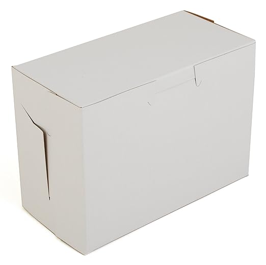 Southern Champion Tray 0904 Premium Clay Coated Kraft Paperboard White Non-Window Lock Corner Bakery Box, 5-1/2" Length x 2-3/4" Width x 4" Height (Case of 250)