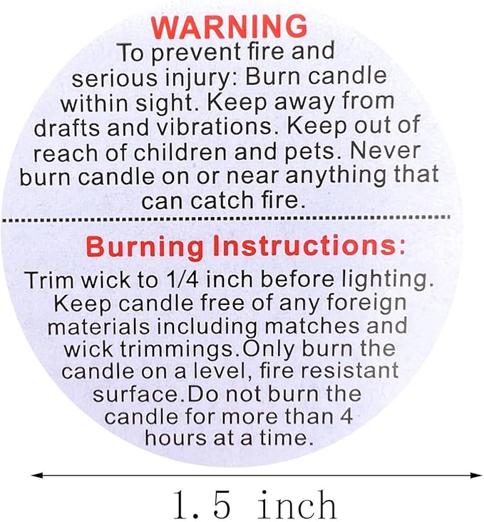 1000 Pcs Candle Warning Labels,1.5 Inch Candle Safety Stickers for Candle Making DIY Candle Jars, White