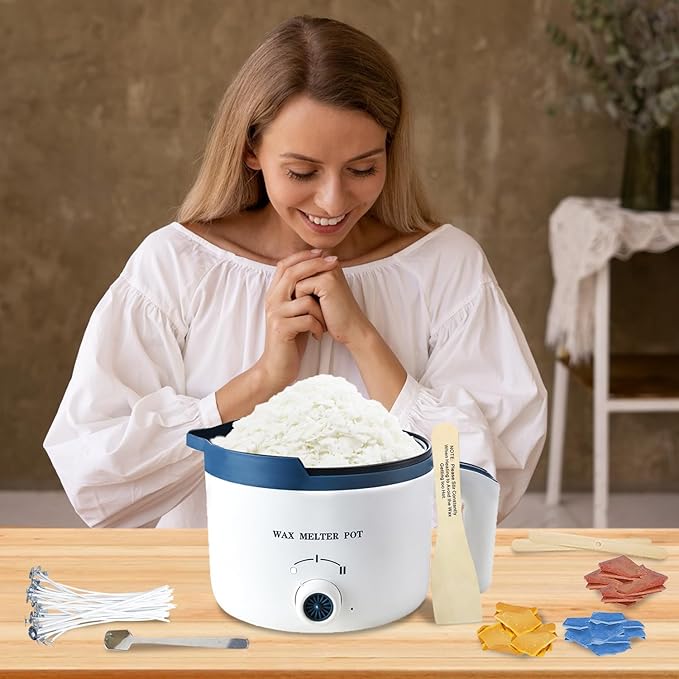 Ksedcon Wax Melting Pot for Candle Making, Electric Wax Melter with Pour Spout,Candle Making Supplies Includes Pouring Pot, Colors Dyes, Wicks, Thermometer