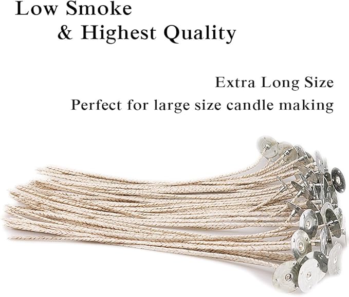 EricX Light 100 Piece 8 inch Soy Wax Candle Wick, Cotton and Paper Interwoven core, Large, for Candle Making, Candle DIY