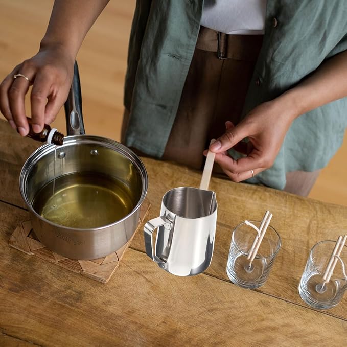 Healifty Wax Melting Pot Pitcher, Stainless Steel Candle Making Double Boiler with Pouring Spout for Beeswax Water Bath for Chocolate Milk Sauces 300ml
