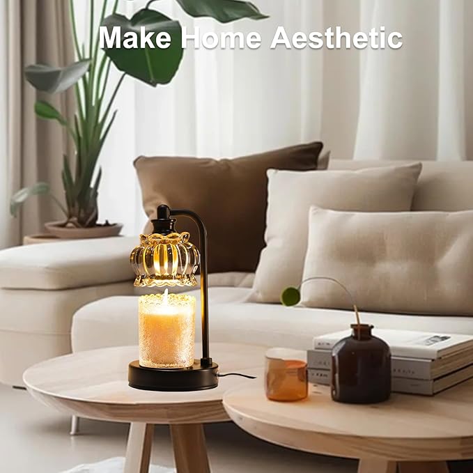 TOFUNTOY Candle Warmer Lamp with Timer, Dimmable Candle Lamp Wax Melt Warmer with 2 Bulbs, Electric Candle Warmer Lamp for Bedroom Living Room House Warming Gifts for Women Mom