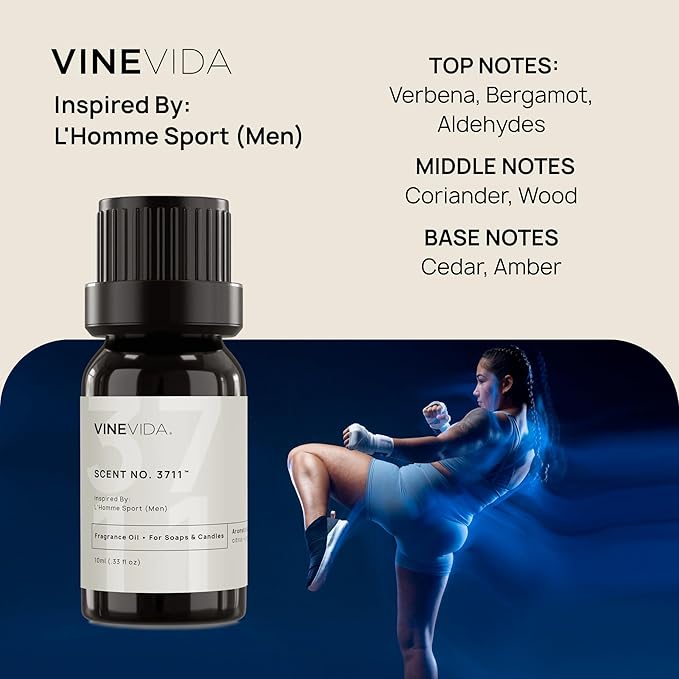 VINEVIDA [0.33 Oz] Inspired by: L'Homme Sport (Men); Fragrance Oil for Candle Making and Soap Making - Premium Candle Scents for Soy Candles