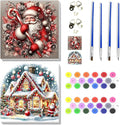 2 pack Santa Claus Paint by Numbers Kit for Adults Beginner With Framed,Christmas Easy Adult Paint by Number Kits on Canvas DIY Painting for Beginners Art by Numbers for Home Wall Decor 10x10 Inch