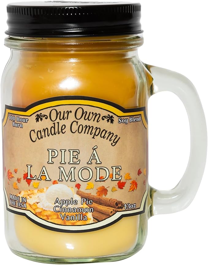 Our Own Candle Company, Pumpkin Cream Pie, Cinnamon, and French Vanilla Scented Mason Jar Candle, 100 Hour Burn Time, Made in The USA - 13 Ounces