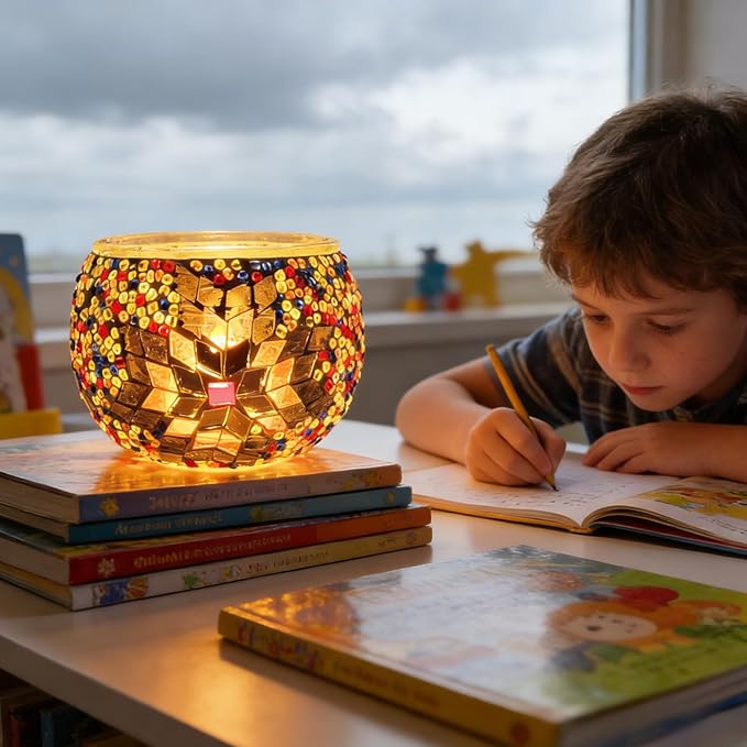 DIY Turkish Mosaic Candle Holder Set Simple Colorful Round Night Light Kid Desk Ornament Coffee Shop Decor Couple Home Handmade Creative Festival Giftatmosphere Creation Adult Handmade Festival Gift