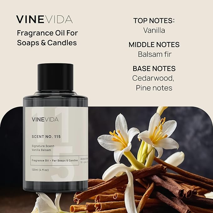 VINEVIDA [4 oz] Vanilla Balsam; Fragrance Oil for Candle Making and Soap Making - Premium Candle Scents for Soy Candles