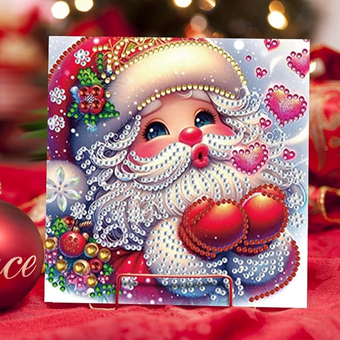 6PCS Christmas DIY Art Greeting Cards Congratulations Cards & Gifts – DIY 5D Diamond Painting Kit, Sparkling Crystal Rhinestone Art, Handmade Home Decor & Gift
