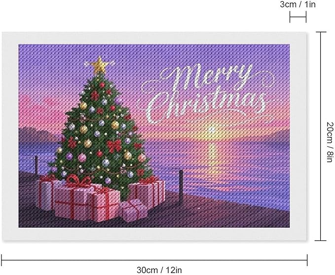 AIVKIEJK Diamond Painting Kits for Adults - Merry Christmas Coastal Winter Beach Painting DIY 5D Full Drill Diamond Dots Paintings with Diamonds Gem Art and Crafts Home Decor 8"x12"