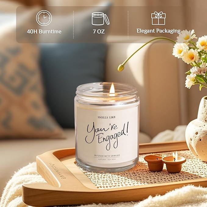 Engagement Gifts for Couples - Vanilla Scented Candles, Gift for Newly Engaged Couples, Engagement Gifts for Her, Women, Best Engaged Gift