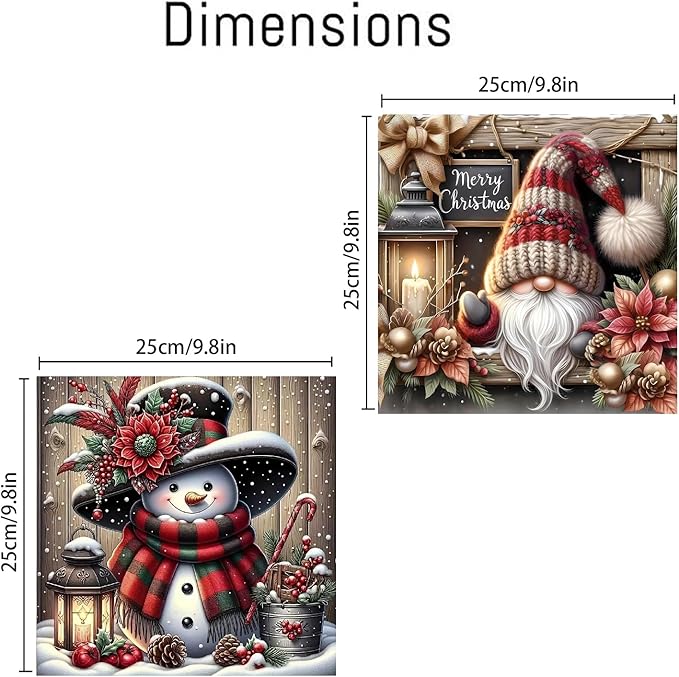 2 pack Christmas Paint by Numbers Kit for Adults Beginner with Framed,Snowman Easy Adult Paint by Number Kits on Canvas DIY Painting for Beginners Art by Numbers for Home Wall Decor 10x10 Inch