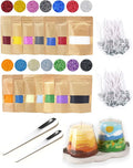 Monivi Candle Sand with Wicks 14 Colors Sand Wax Pearled Candle Wax Beads (1.76oz Each Color, 1.5lb/24.7oz Total up to 120Hours) Refillable Candle Making Kit Mothers Day Gift (Unscented)