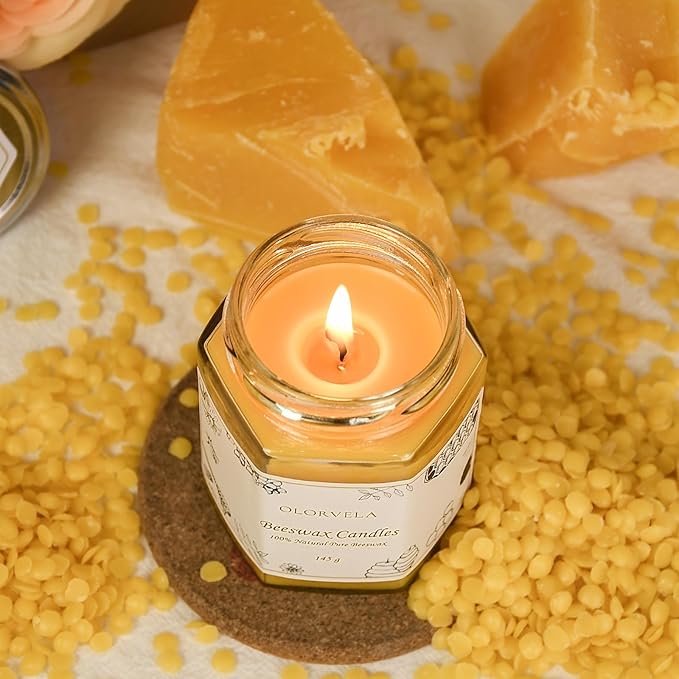 Jar Beeswax Candles-100% Natural Pure Beeswax Candles,5oz Unscented Beeswa Candle,Up to 30 Hours Burn Time, Bees Wax Candles for Decor,Party,Christmas 1 Pack