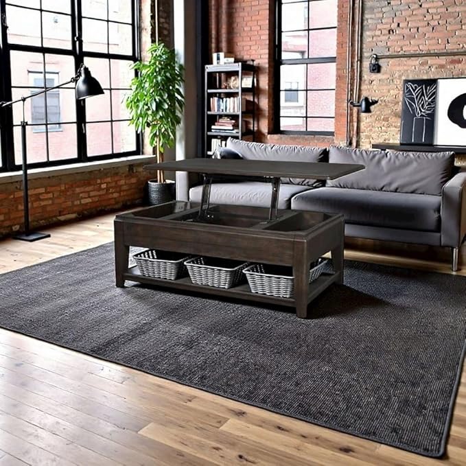 Furnifact Mahogany Lift Top Cocktail Table – Modern Coffee Table with Storage Shelf and Lift Mechanism, Ideal for Entertaining or Living Room Use