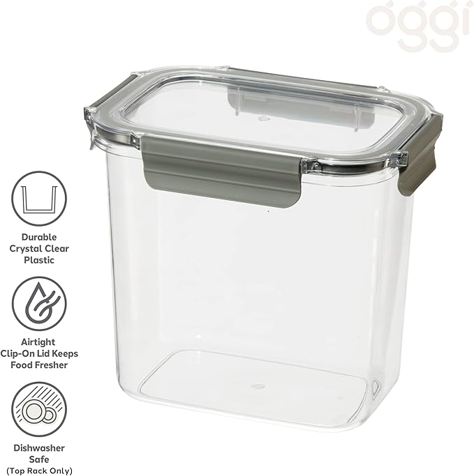 Oggi Clarity Leak-Proof Airtight Food Storage Container - Ultra clear, BPA free, Sealable Container with Lid, Ideal for kitchen storage, Kitchen Organization, Perfect Meal Prep Containers. 100oz/3lt