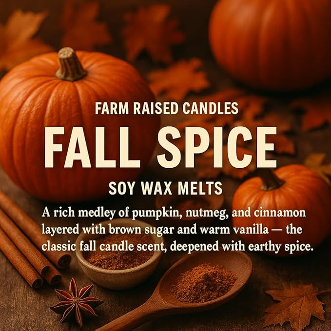 Farm Raised Candles - USA Grown Soy Wax Melts - Fall Spice - Bakery Variety Pack – 5 Pack, 16oz Total – Wax Melts Warmer Scents – Cinnamon, Pumpkin, Pecan Waffles, Cozy Kitchen Scents