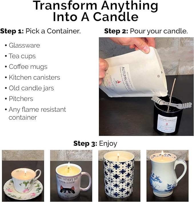Phoenix Wick Candle Making Kit – Transform Anything Into A Candle – Candle Making Kit with Wick + 14oz Wax (Teakwood)