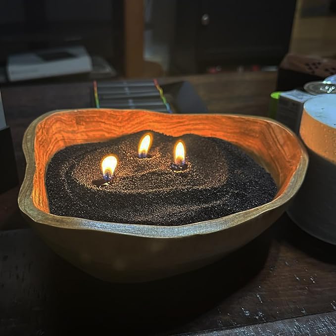 4LB Candle Sand - Black Sandalwood Fantasy Scented Wax Beads, Sand Wax, with 120 Cotton Wicks & Stirring Spoon Ice Scoop - DIY Candles Making Refill Kit