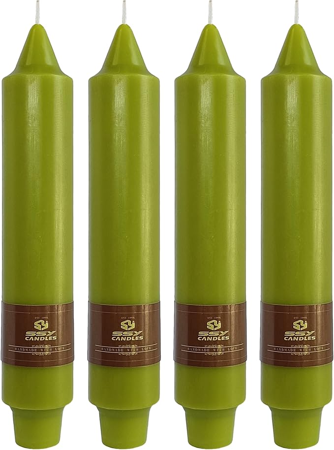 Grass Green Taper Candles Unscented Tapered Candles 7 inch Short Tapered Candle Ideal as Dinner Candles Smokeless Long Burning Candlesticks for Weddings Dinner Party Home Decor