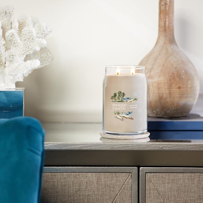 Yankee Candle Seaside Woods Scented Signature 20oz Large Jar 2-Wick Candle Over 60 Hours of Burn Time