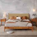 Bme Selina King Size Bed Frame, Handwoven Paper Cord Headboard, US Patent Pending Design, Mid-Century Modern, Solid Acacia Wood, No Box Spring Needed, Supports up to 800 lbs, Easy Assembly, Caramel