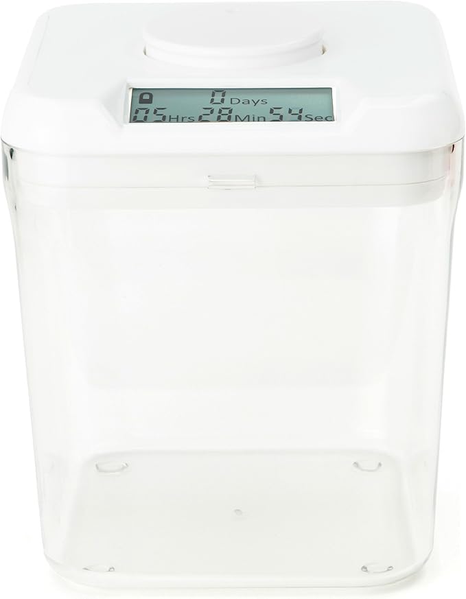 Kitchen Safe kSafe Time Locking Container, Medication Lock Box, Break Bad Habits - Quit Smoking, Snacking, Drinking & Gaming Addiction, Phone Jail, Family Time (Medium, White Lid + 5.5” Clear Base)