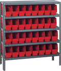 Quantum Storage Systems 1239-201RD Store More Steel Shelving Unit with 6" Shelf Bins, 12" D x 36" W x 39" H, Red