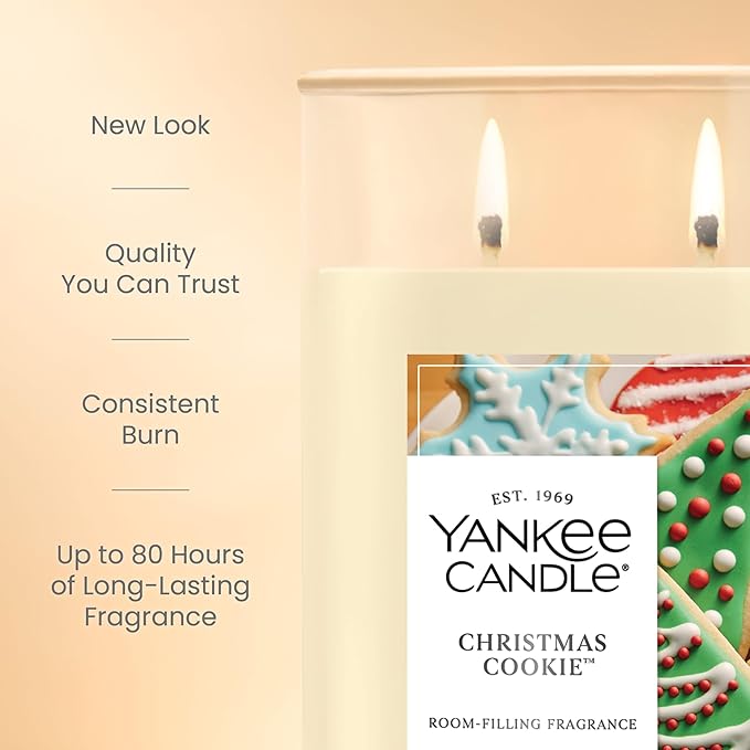 Yankee Candle Large Tumbler Scented Candle with up to 80 Hour Burn Time, Premium Plant Wax Blend for Consistent Burn, 20 oz Tumbler Candle with Room Filling Fragrance, Christmas Cookie